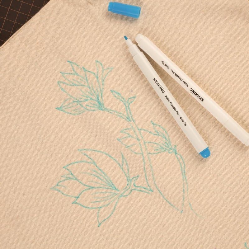 KEARING Erasable Marker Set, Disappearing ink for Fabric Embroidery, Air/Water Erasable Marker (Water-Erasable(2*Blue+2*White)) - Image 5